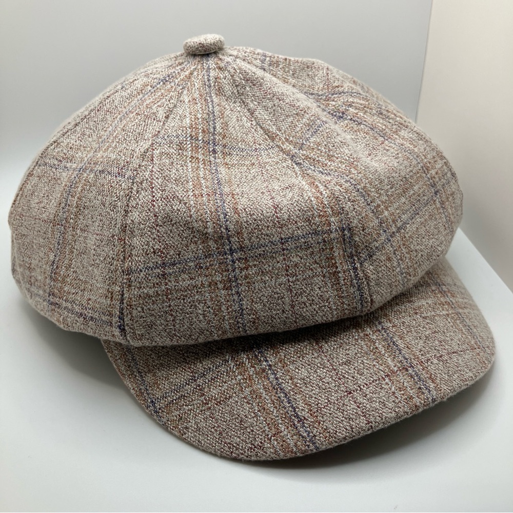 NWOT Cream/Plaid Retro Newsboy Hat